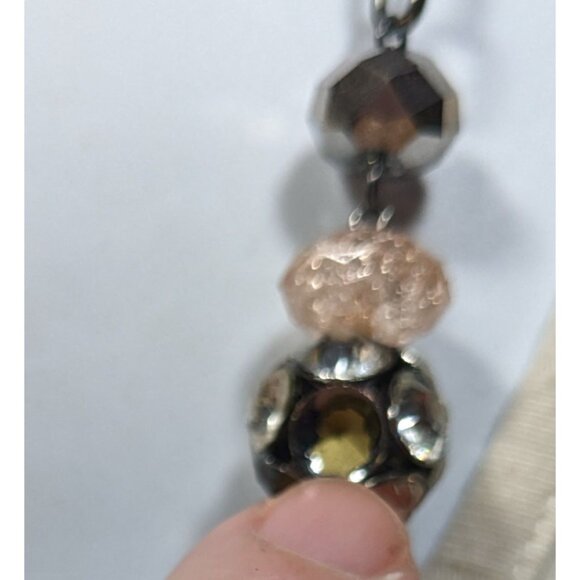 Vera Wang Gunmetal And Pink Glass Layered Station Necklace - Picture 6 of 6